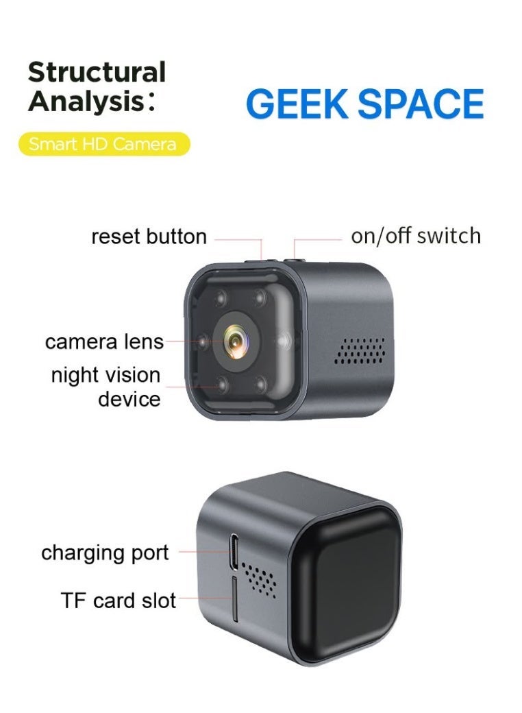 GEEK SPACE Mini WiFi HD Security Camera 1080P Wireless Smart Indoor Camera with Night Vision, Motion Detection, Two-Way Audio, Remote Viewing, TF Card Recording, Loop Recording & Mobile App Support - Image 4