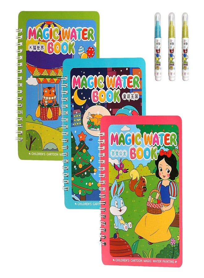 ROSEFAIR Water Coloring Books for Toddlers, Reusable 3 Pcs Magic Water Doodle Book, Mess-Free Paint with Water Book, Ages 2-8 Years - Color As Per Stock - Image 1