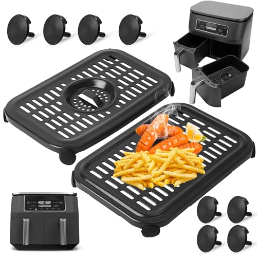 oecue Air Fryer Replacement Parts for Ninja Foodi DZ090 6QT DZ201 DZ100 8QT DualZone Air Fryers, 2 PCS Non-Stick Food Grade Air Fryer Accessories Grill Pan Plate Crisper Plate Rack Tray, Dishwasher Safe - Image 1