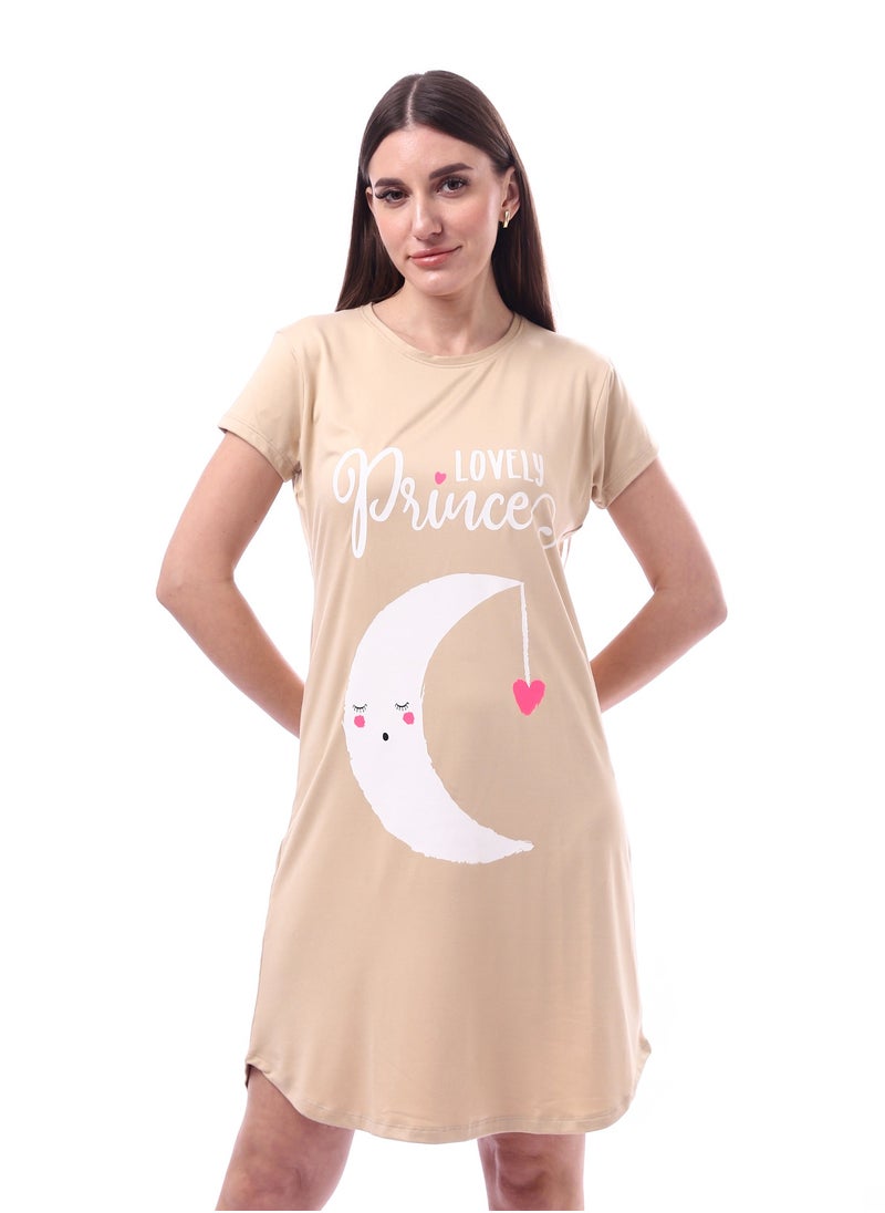 Printed Pattern Short Sleeves Sleep Dress _ Beige - pzsku/Z4A9924D0101E823843EAZ/45/_/1740406369/8b45165c-f09d-45d4-88b6-4d8c9e772f89