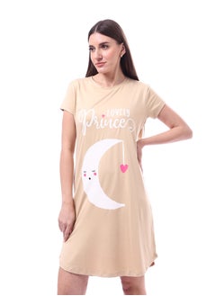 Printed Pattern Short Sleeves Sleep Dress _ Beige - pzsku/Z4A9924D0101E823843EAZ/45/_/1740406370/fa936261-c7b6-4b0c-b062-5982db1749de