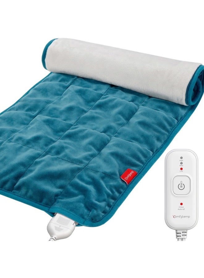 Comfytemp Weighted Heating Pad for Back & Cramps, 2.2lb Electric Neck Shoulder Heat Pad for Pain Relief, FSA HSA Eligible, Valentines Day Gifts for Her Him Wife Husband, 2H Auto-Off, 12x24, Washable - Image 1