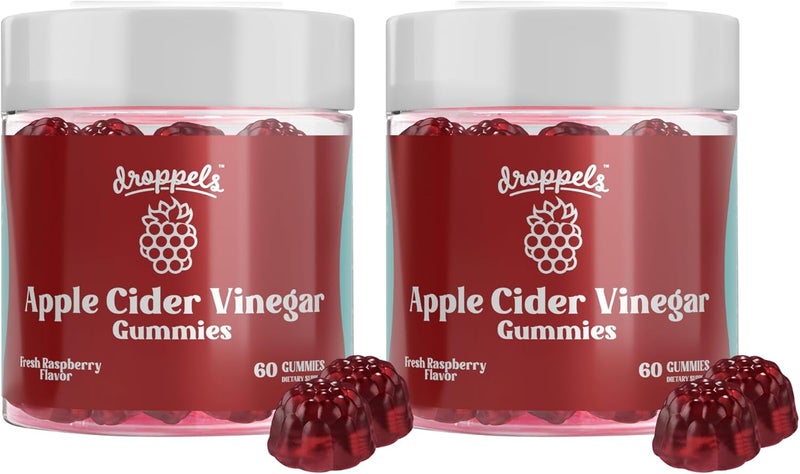 Droppels Apple Cider Vinegar Gummies 1000mg with Beet Root  Pomegranate  NonGMO VeganFriendly Gluten Free  Supports Digestion Metabolism Energy  Immune Health  Raspberry Flavor - Image 1
