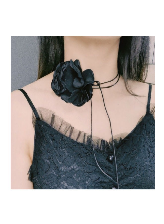 Women's Tassel Flower Necklace – Blue & Black Neck Chain for Daily Wear & Parties - Image 3