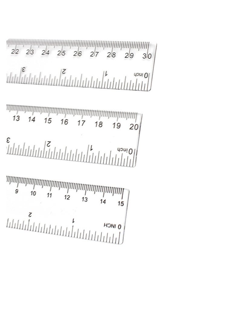 Clear Plastic Ruler Set  Double-Sided Measurement Scale Ruler, 15CM,20CM,30CM,Set of 3 - Image 3