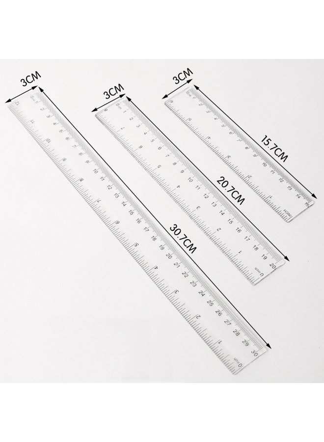 Clear Plastic Ruler Set  Double-Sided Measurement Scale Ruler, 15CM,20CM,30CM,Set of 3 - Image 2