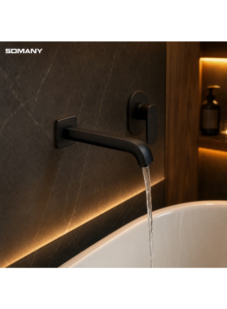 SOMANY Diamante Bath Spout – Gun Metal Finish | 33x8x18 cm | Premium Bathroom Water Spout | Modern Wall-Mounted Bath Spout - Image 3