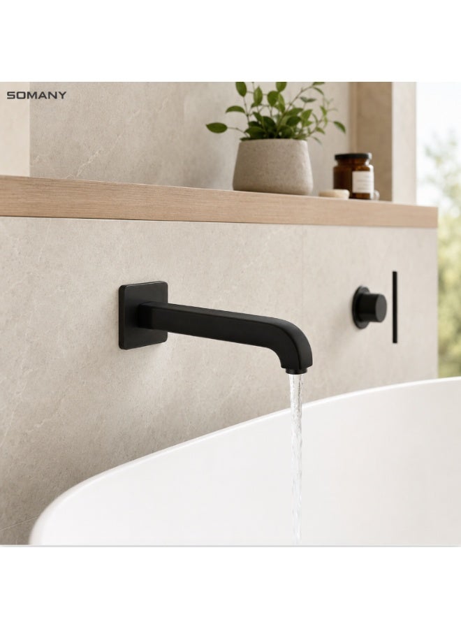 SOMANY Diamante Bath Spout – Gun Metal Finish | 33x8x18 cm | Premium Bathroom Water Spout | Modern Wall-Mounted Bath Spout - Image 2