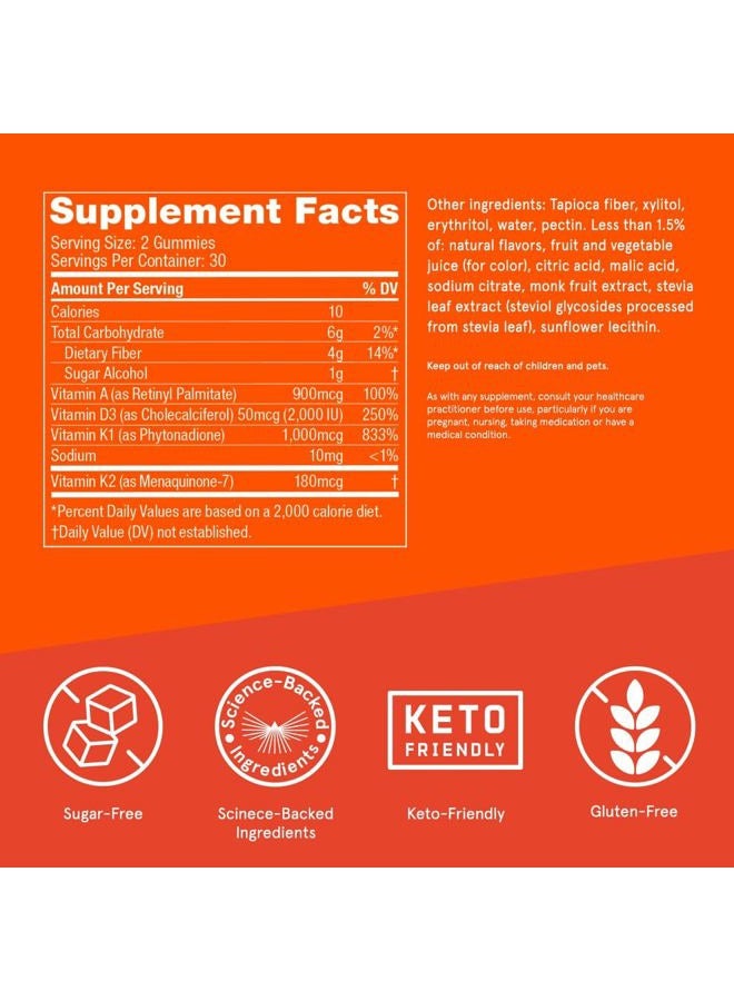 Bulletproof Sugar-Free Orange Strawberry Vitamins A+D+K Gummies, 60 Count, Keto Supplement for Heart, Bone and Immune Support, New and Improved Formula and Texture, Packaging May Vary - Image 3
