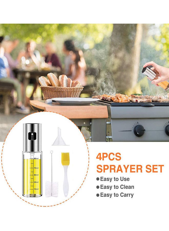 NIBEMINENT 4-Piece Glass Oil Sprayer Set Silver/Clear/White  - Image 4
