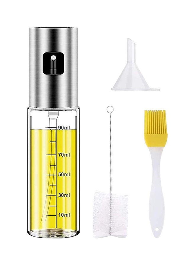 NIBEMINENT 4-Piece Glass Oil Sprayer Set Silver/Clear/White  - Image 1