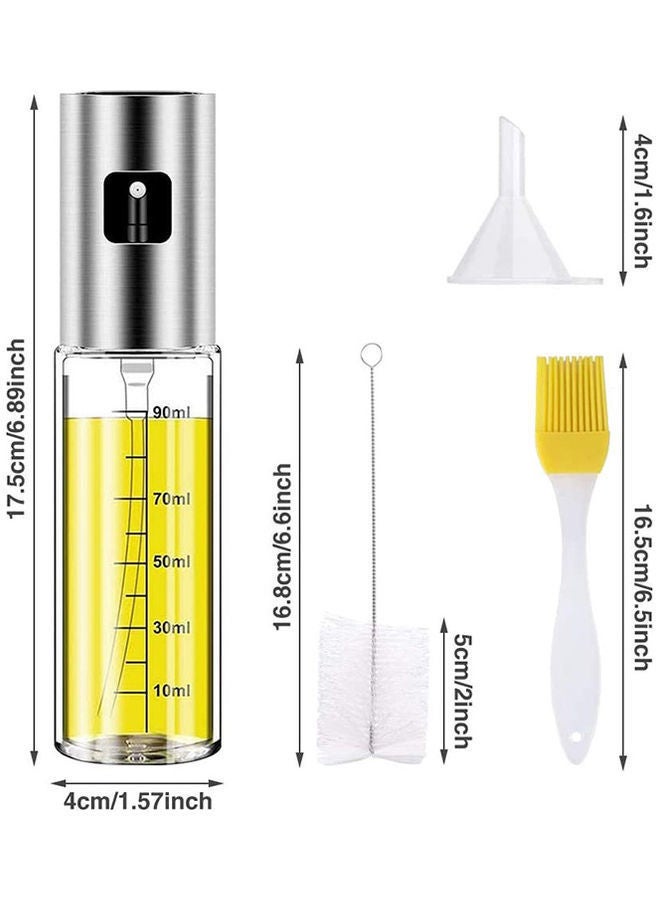 NIBEMINENT 4-Piece Glass Oil Sprayer Set Silver/Clear/White  - Image 2