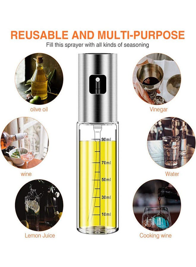 NIBEMINENT 4-Piece Glass Oil Sprayer Set Silver/Clear/White  - Image 5