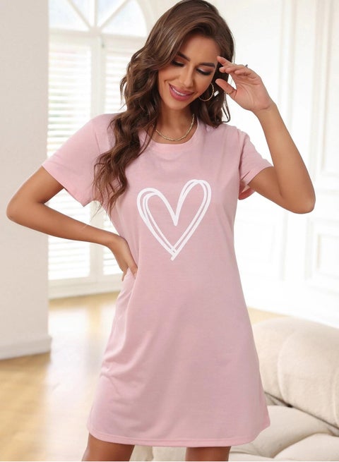 Mesery Sleepshirt Cotton Short Sleeves Printed