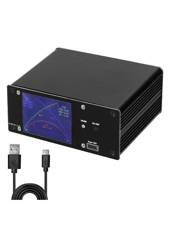 Generic Full Touchscreen Shortwave Power Meter Portable Standing-waves Meter with Over Voltage Standing Waves Ratio Alarm Support AVG Time Adjustment Function  - Image 1