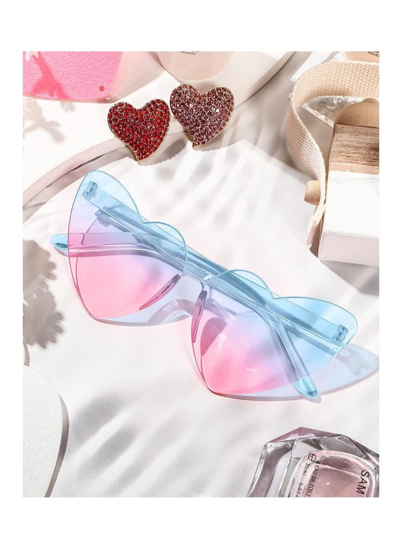 SYOSI 8 Pairs Heart Shape Sunglasses Rimless Heart Sunglasses Colorful Heart Glasses Rimless Glasses Eyewar for Women Party Favor - Image 2