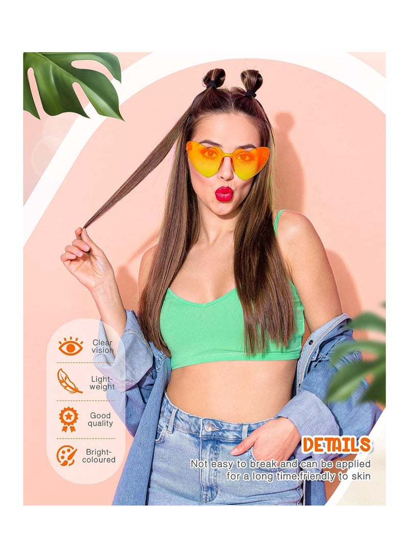 SYOSI 8 Pairs Heart Shape Sunglasses Rimless Heart Sunglasses Colorful Heart Glasses Rimless Glasses Eyewar for Women Party Favor - Image 3