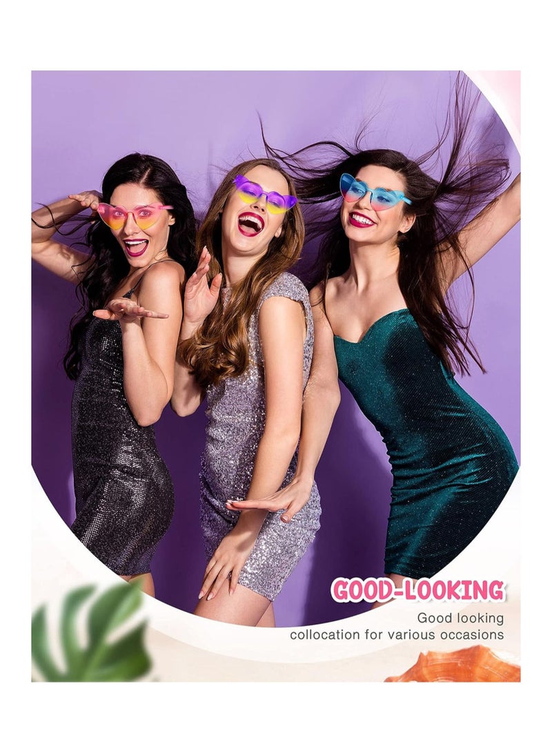 SYOSI 8 Pairs Heart Shape Sunglasses Rimless Heart Sunglasses Colorful Heart Glasses Rimless Glasses Eyewar for Women Party Favor - Image 4