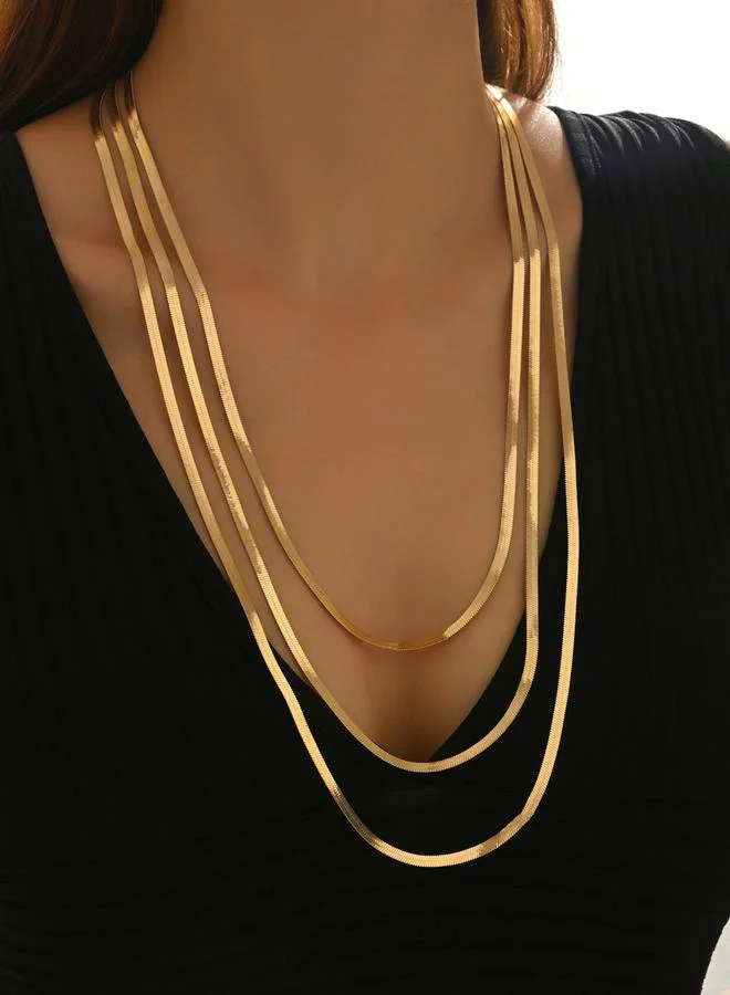 تايك تو عقد ذهبية متعددة الطبقات بشكل ثعباني مسطح