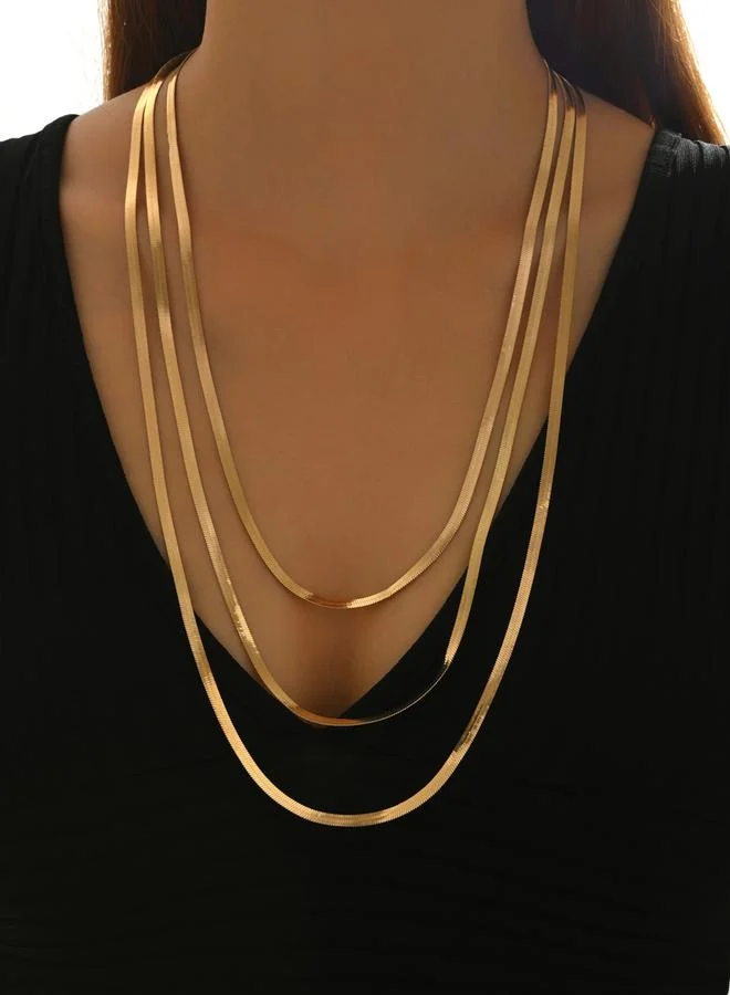 تايك تو عقد ذهبية متعددة الطبقات بشكل ثعباني مسطح