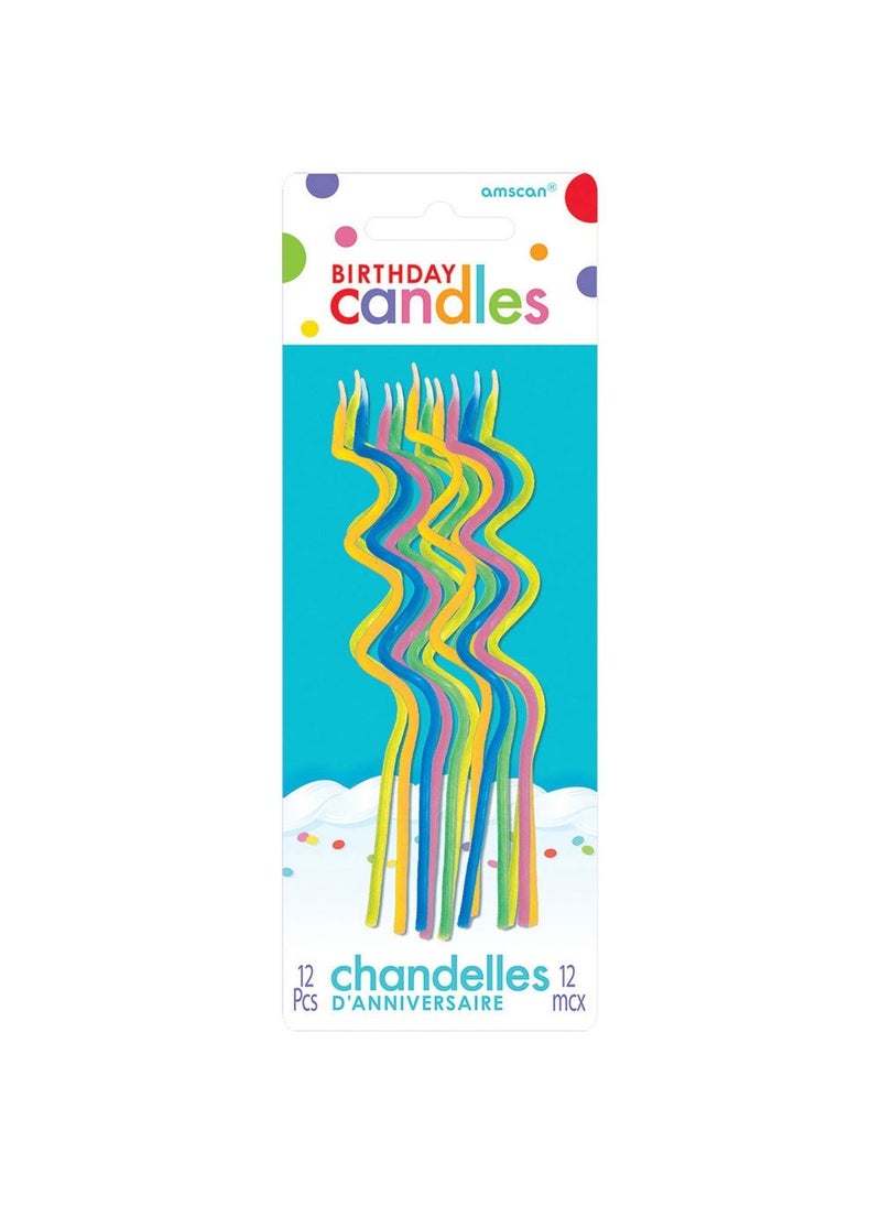 شموع الكيك الملتوية متعددة الألوان 12 سم عبوة من 12 قطعة