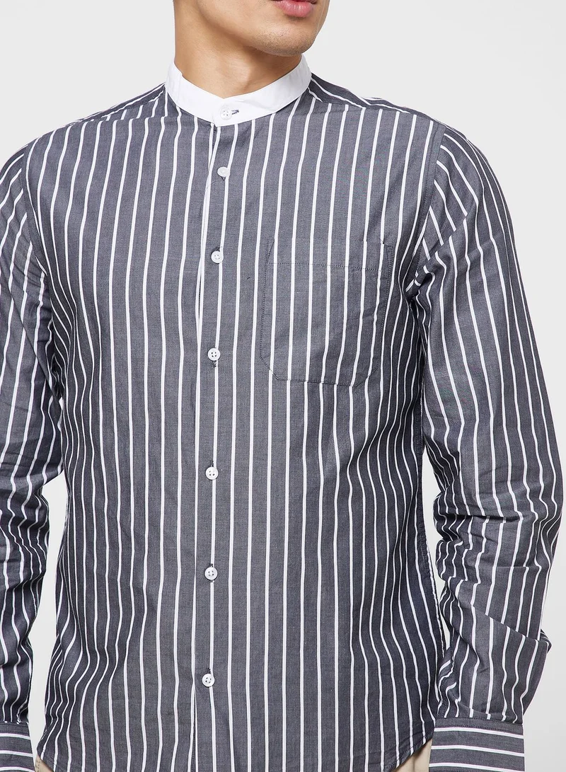 Seventy Five Stripes Slim Fit Full Sleeve Casual Shirt