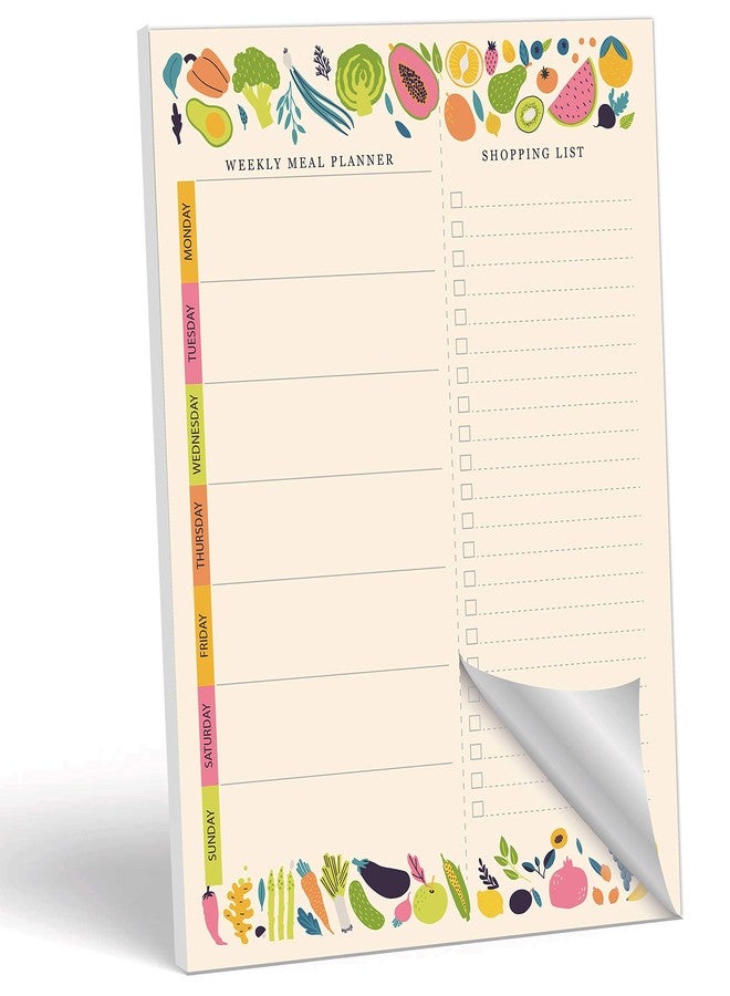 mudrit Magnetic Weekly Meal Planner Notepad with Tear Off Grocery Shopping List for Fridge | What To Eat Pad - 52 sheets, 7” x 10” - Image 1