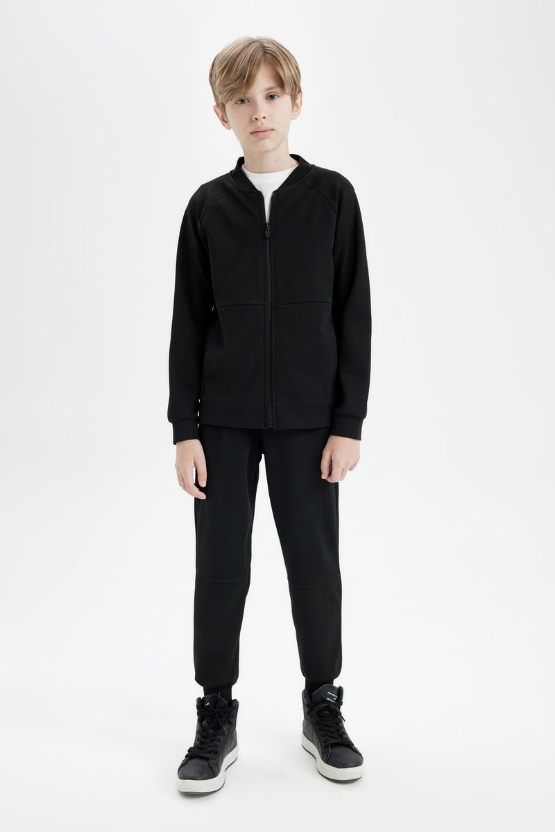 DeFacto Black Boy Boy College Collar Zipper Closure Light Thin Bomber Jacket Casual - Image 2