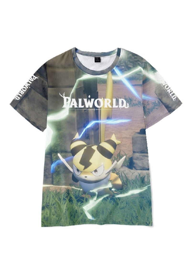 Palworld Phantom Beast Palu 3D digital printing adult and children summer short-sleeved T-shirt - Image 1