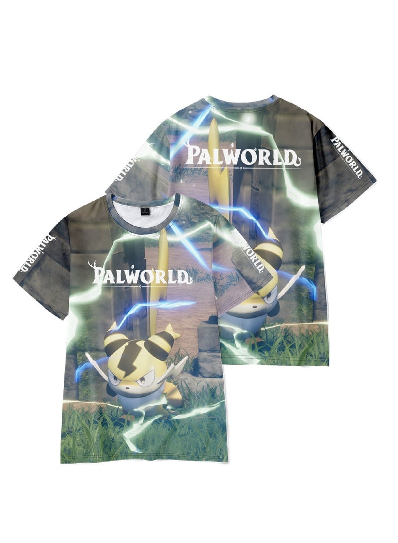 Palworld Phantom Beast Palu 3D digital printing adult and children summer short-sleeved T-shirt - Image 3