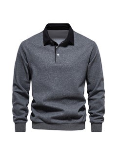 NIBEMINENT Men's Polo Collar Casual Long Sleeved Hoodie  - Image 1