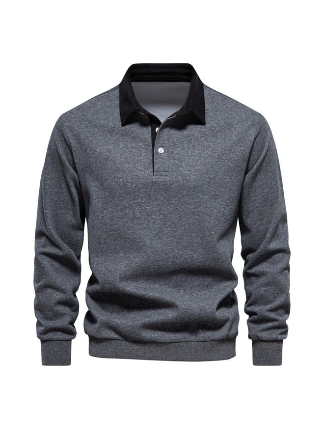 NIBEMINENT Men's Polo Collar Casual Long Sleeved Hoodie  - Image 1