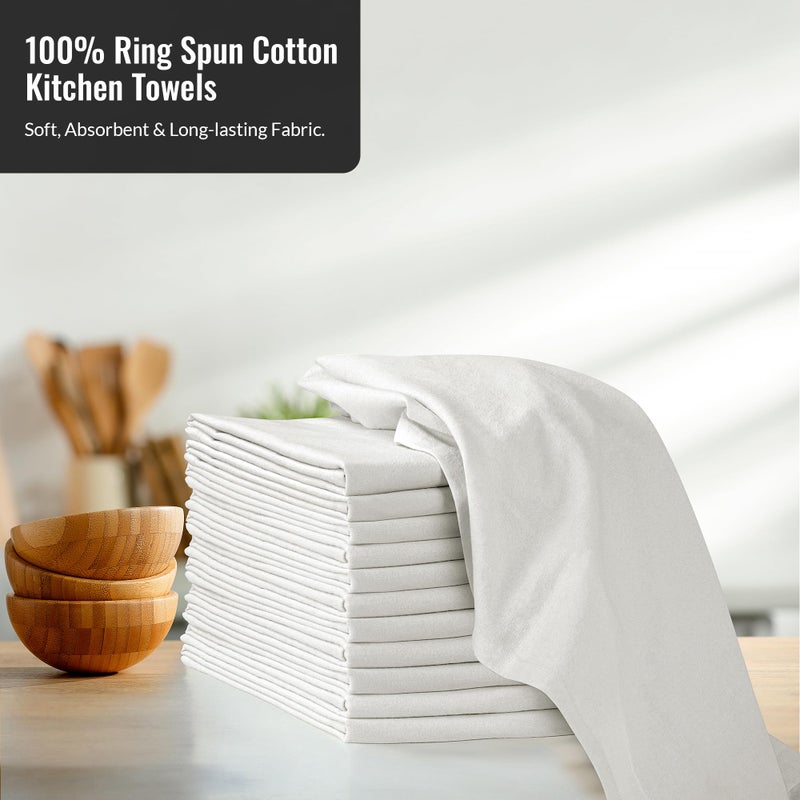 ROYALE LINENS Flour Sack Towels â€“ 24 Pack 28x28 Inch White Kitchen Dish Towels â€“ 100% Cotton Tea Towels for Bread Proofing, Cheese Straining, Baking, Cleaning, Drying, Embroidery, Multipurpose Use - Image 2