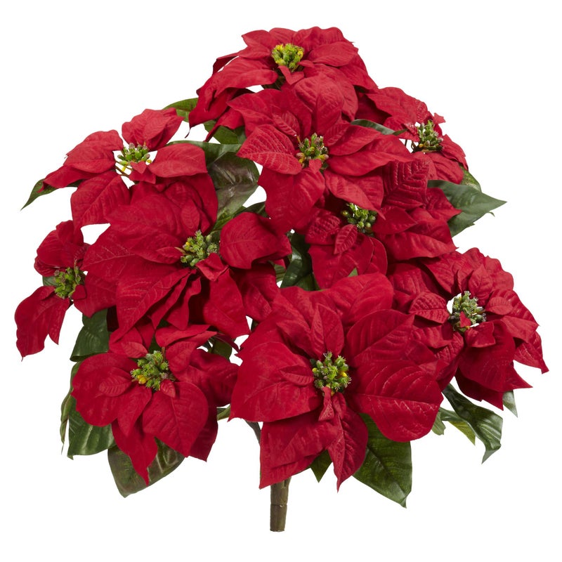 Nearly Natural Nearly Natural 24 Poinsettia Set of 2 Artificial Plant Red 