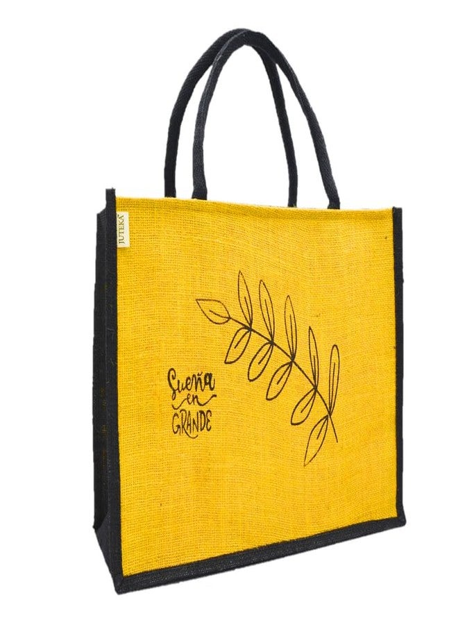 JUTEKA Printed Jute Bag for Lunch, Office, Grocery, Picnic, Tiffin, Shopping Hand Bag with padded cotton handles… - Image 1