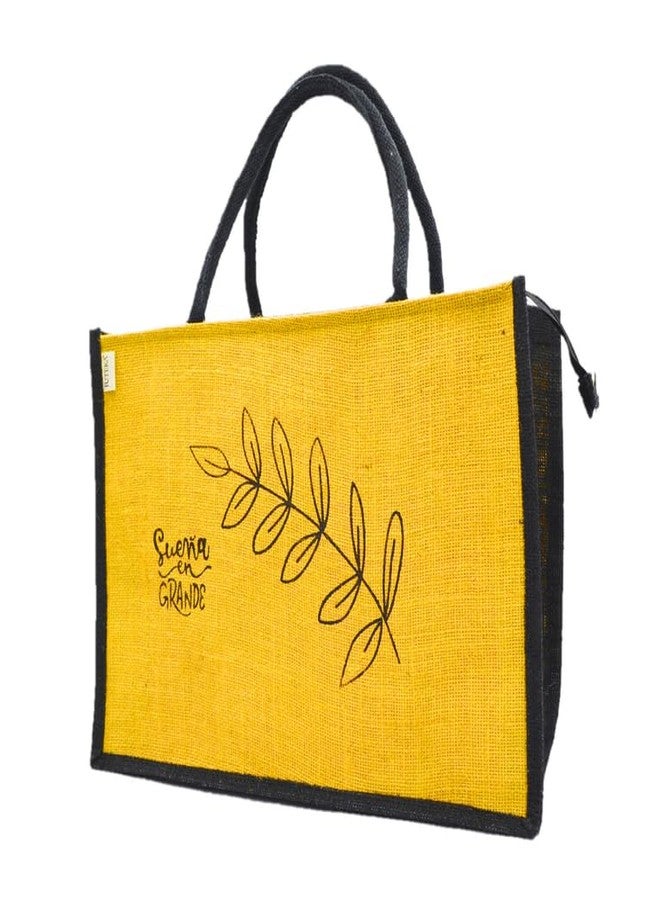 JUTEKA Printed Jute Bag for Lunch, Office, Grocery, Picnic, Tiffin, Shopping Hand Bag with padded cotton handles… - Image 4