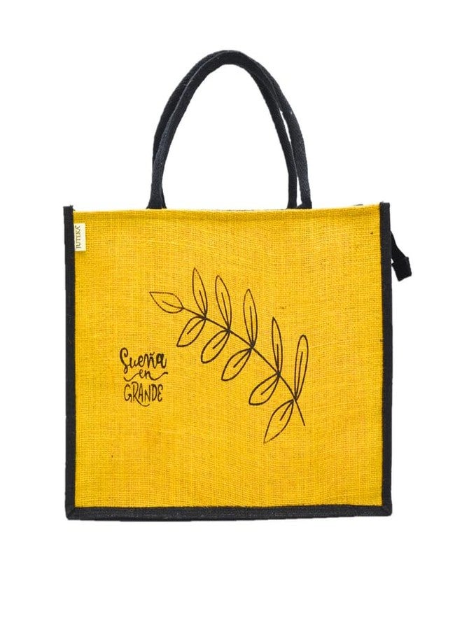 JUTEKA Printed Jute Bag for Lunch, Office, Grocery, Picnic, Tiffin, Shopping Hand Bag with padded cotton handles… - Image 2