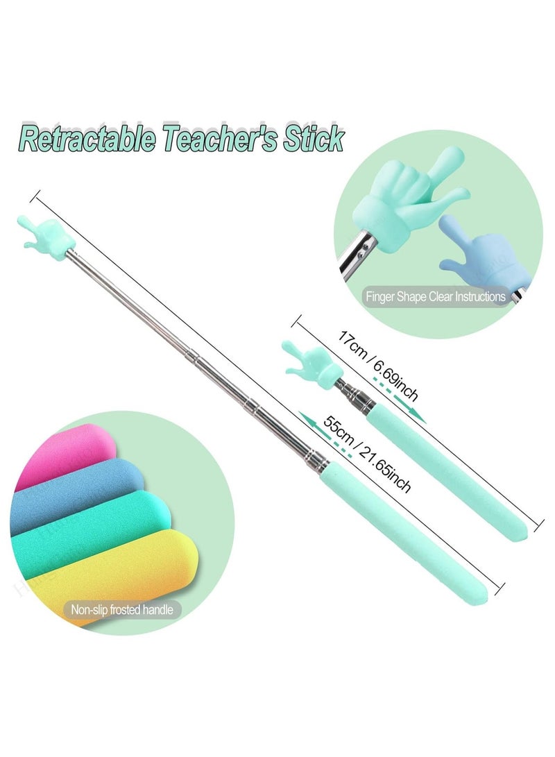 4PCS Retractable Teacher Pointer for Classroom Kids Reading, Mini Extendable Hand Pointer Finger Pointer Stick, Point Reading Pen, Kindergarten Student Teacher Supplies - Image 2