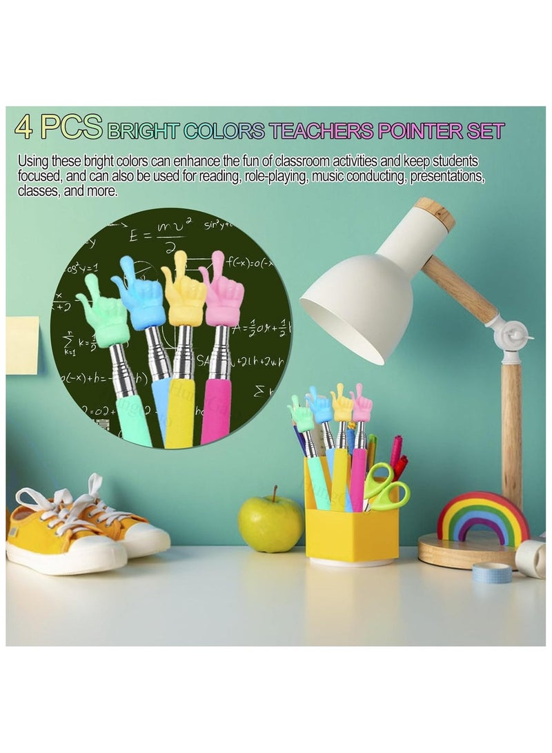 4PCS Retractable Teacher Pointer for Classroom Kids Reading, Mini Extendable Hand Pointer Finger Pointer Stick, Point Reading Pen, Kindergarten Student Teacher Supplies - Image 4
