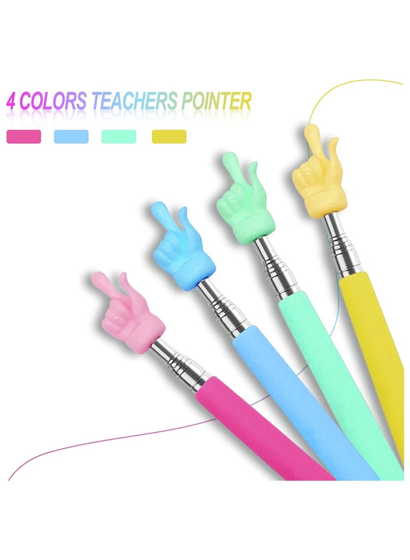 4PCS Retractable Teacher Pointer for Classroom Kids Reading, Mini Extendable Hand Pointer Finger Pointer Stick, Point Reading Pen, Kindergarten Student Teacher Supplies - Image 1