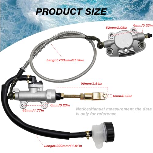 EATAKWARD Rear Foot Disc Hydraulic Brake Master Cylinder Caliper Assembly, Replacement for 150cc 200cc 250cc Taotao Coolster Roketa Vitacci Peace SunL RPS Icebear Chinese ATV Quad 4 Wheeler Dune Buggy - Image 4