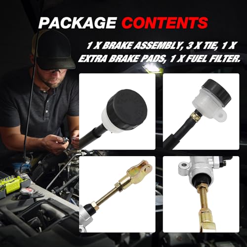 EATAKWARD Rear Foot Disc Hydraulic Brake Master Cylinder Caliper Assembly, Replacement for 150cc 200cc 250cc Taotao Coolster Roketa Vitacci Peace SunL RPS Icebear Chinese ATV Quad 4 Wheeler Dune Buggy - Image 2