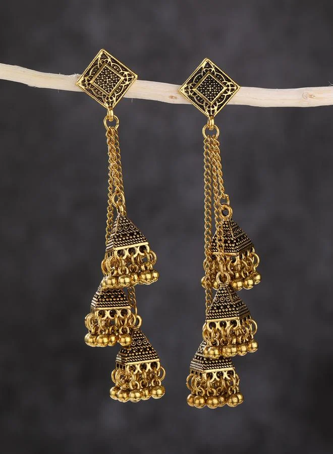 تايك تو أقراط جهوكا متدلية بلون ذهبي