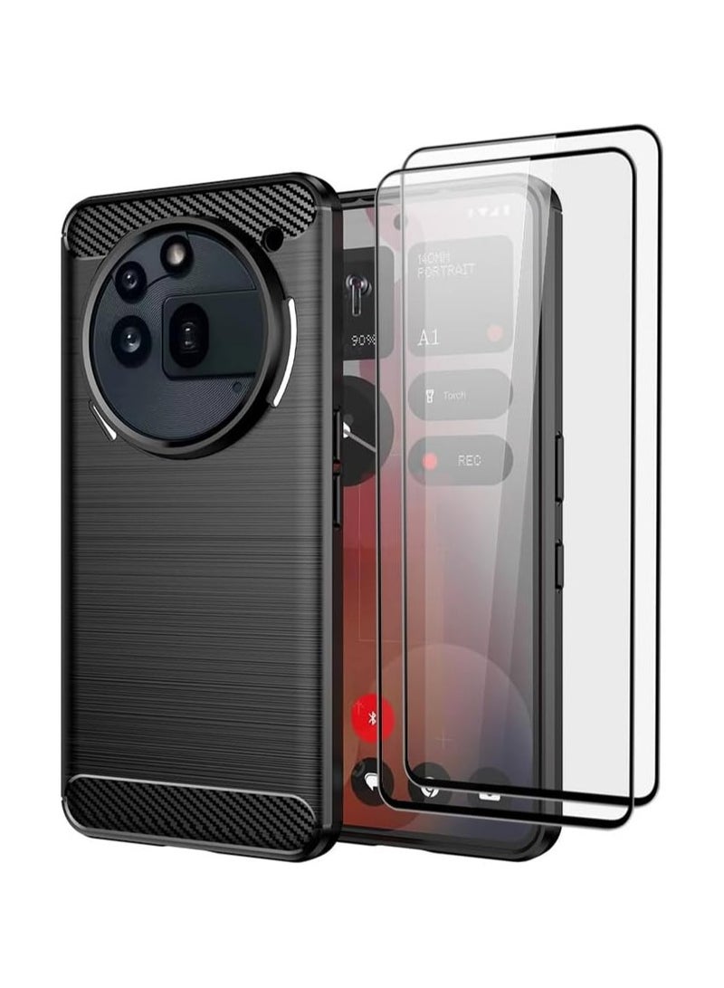 general Case compatible with Nothing Phone 3a Pro, 【scratch-resistant】 brushed texture design, soft TPU protective case, includes 【2-pack】 screen protectors