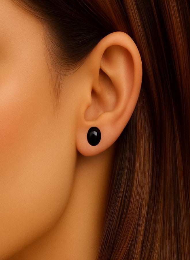 Belacqua Sterling Silver AAA Quality Black Freshwater Cultured Button Pearl Stud Earrings for Women, Size - 8.0-9.0mm, Real Pearl Jewelry for Women, Gift Box Included, Jewelry for Her - Image 2