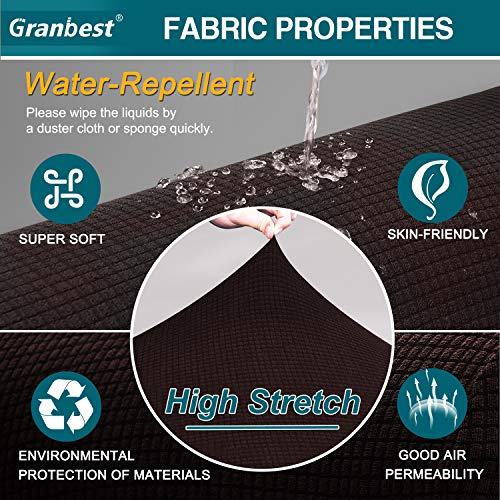 Granbest Premium Water Repellent Sofa Cover High Stretch Couch Slipcover Super Soft Fabric Couch Cover (Chocolate, Large) - Image 3