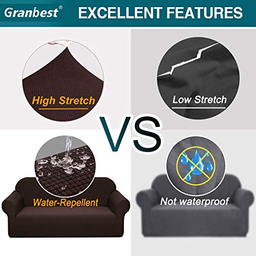 Granbest Premium Water Repellent Sofa Cover High Stretch Couch Slipcover Super Soft Fabric Couch Cover (Chocolate, Large) - Image 4