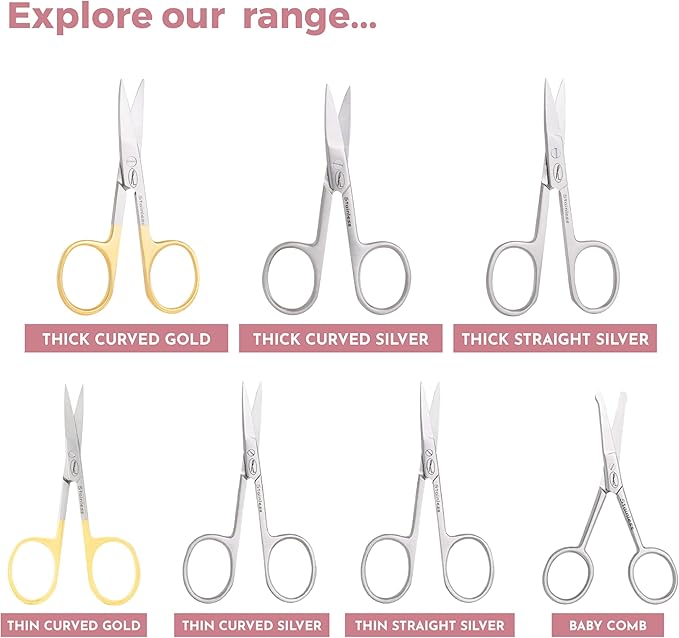 Fine Lines Thick Nail Scissors Stainless Steel CURVED Scissor for Women Men Silver Manicure Scissors for Nails Cuticle Hair Trimming Suitable for Manicure Pedicure Hair Beard Grooming
