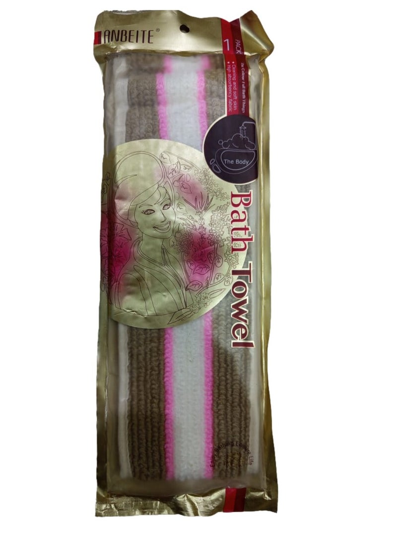 Long multi-colored bath sponge 