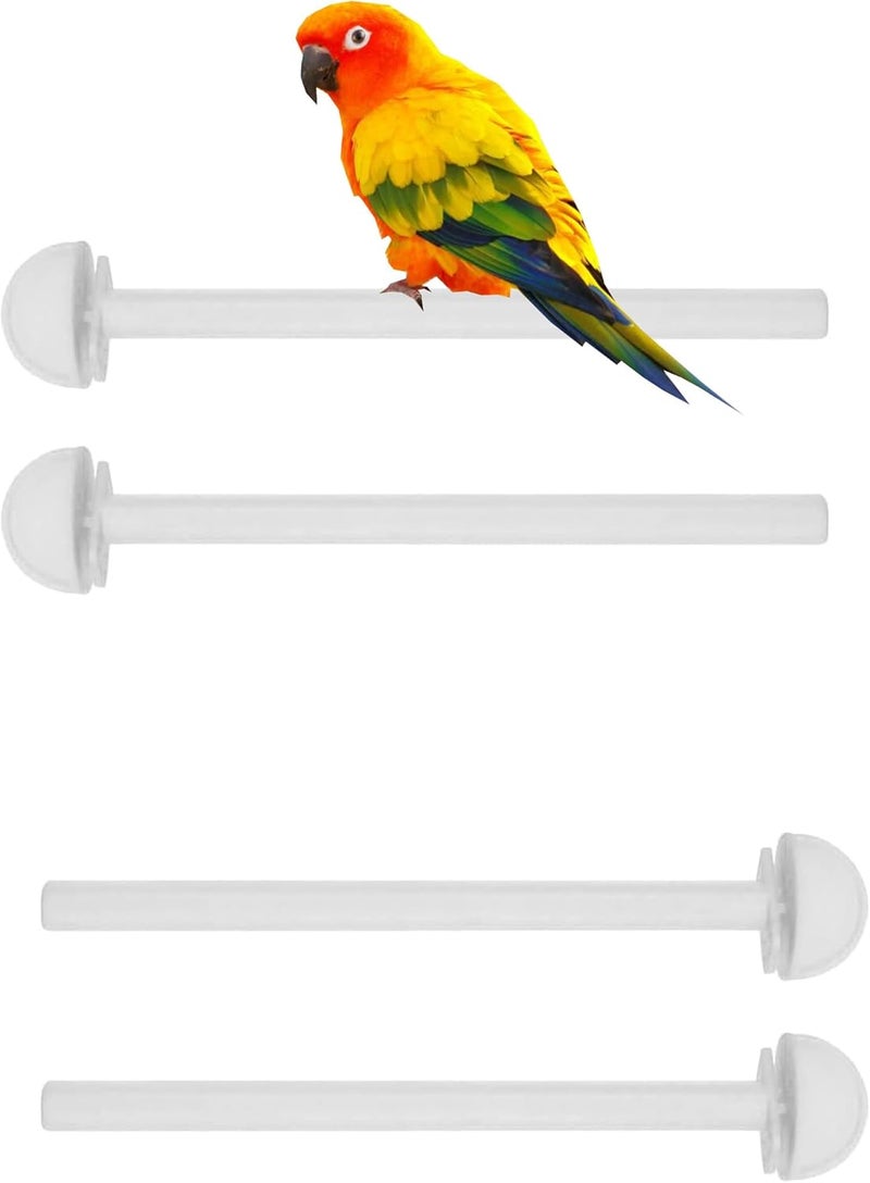 Mcage Lot of 4 Bird Parrot Cage Universal Heavy Duty Plastic Stand Perches Holders (8-Inch, White) - Image 1